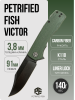 Нож Petrified Fish Victor, К110, Black Stonewashed, Micarta Green Handle, PFP03GRMW